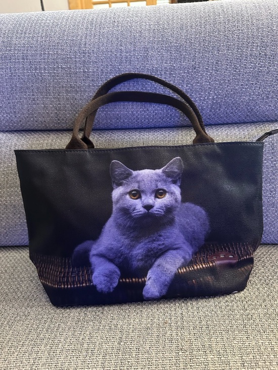 Handbags - Cute grey cat purse grab bag